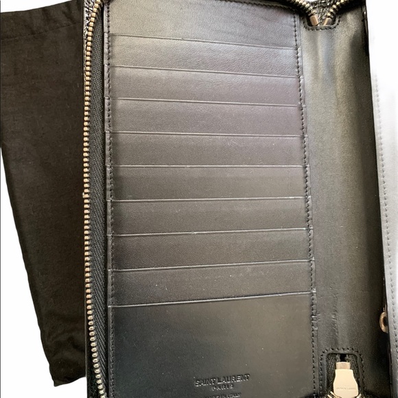 YSL Black Crocodile Embossed Zip Around Wallet - Picture 4 of 9